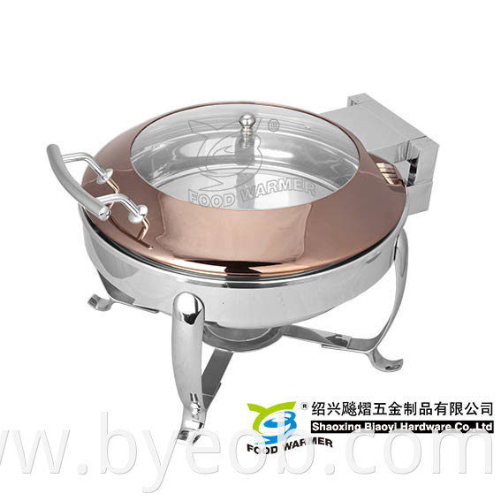 Round Chaifng Dish Buffet Frame with Copper Lid